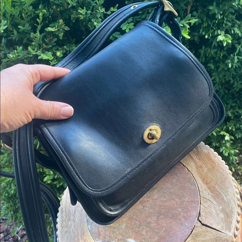 🖤🖤Vintage Coach Rambler’s Legacy Crossbody Bag 9061 Black Glove Tanned Leather🖤🖤 - Picture 4 of 17